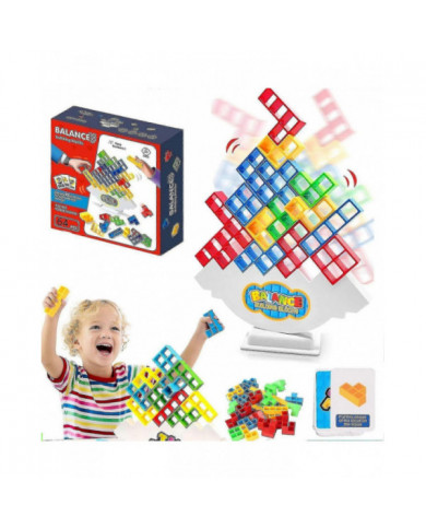 64pcs Tetra Tower Balance Stacking Blocks Game, Jeux de société pour 2 joueurs + Jeux de famille