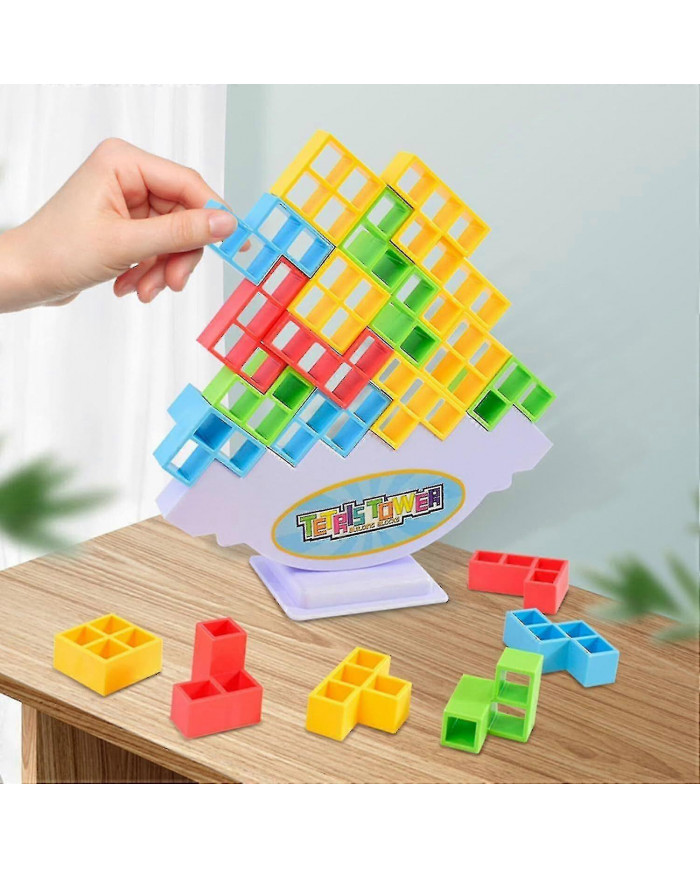 64pcs Tetra Tower Balance Stacking Blocks Game, Jeux de société pour 2 joueurs + Jeux de famille
