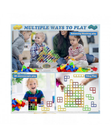 64pcs Tetra Tower Balance Stacking Blocks Game, Jeux de société pour 2 joueurs + Jeux de famille