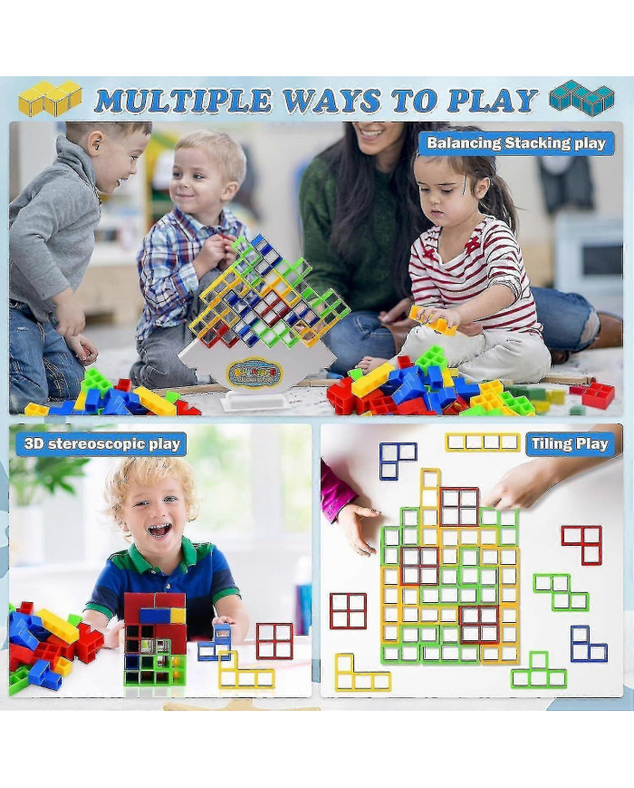 64pcs Tetra Tower Balance Stacking Blocks Game, Jeux de société pour 2 joueurs + Jeux de famille