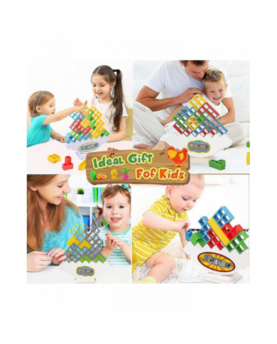 64pcs Tetra Tower Balance Stacking Blocks Game, Jeux de société pour 2 joueurs + Jeux de famille