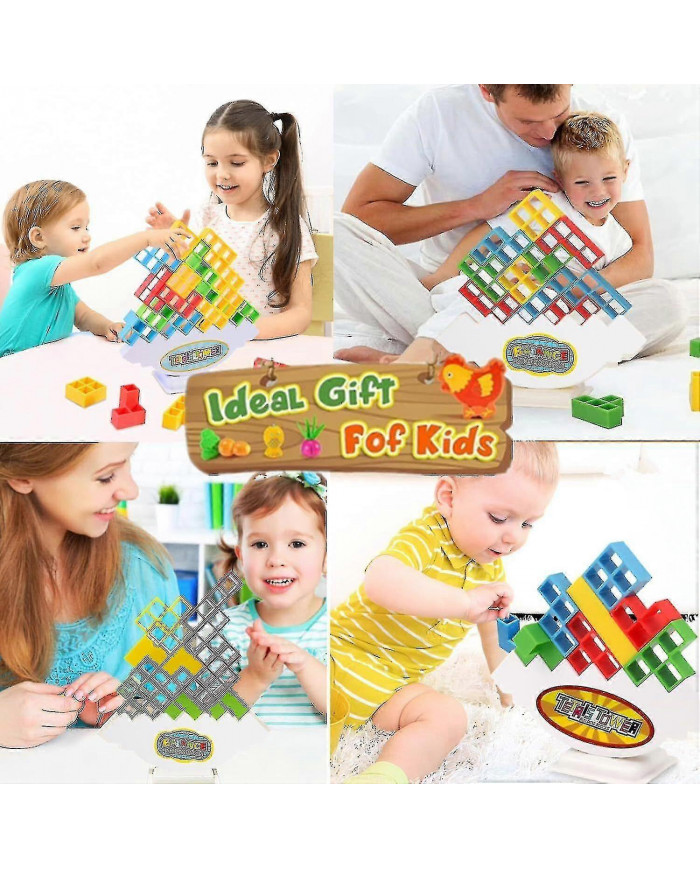 64pcs Tetra Tower Balance Stacking Blocks Game, Jeux de société pour 2 joueurs + Jeux de famille