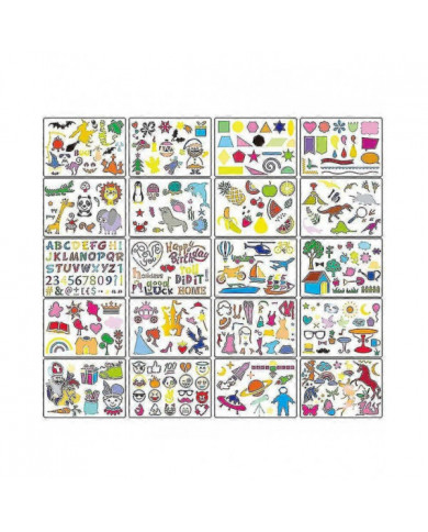 20pcs Kids Diy Drawing Stencils Hollow Board Set Kids Plastic Painting Template