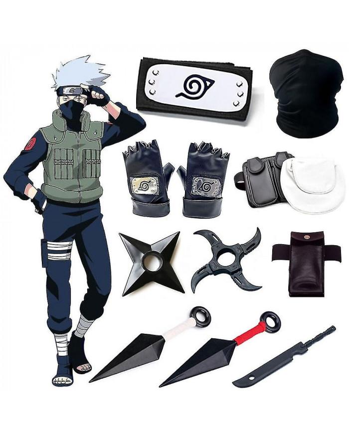 Noël Halloween Kakashi Cosplay Accessoires Naruto Gants Kunai Masque Ninja Sac Uchiha Mitaines Anime Action Figure [...]