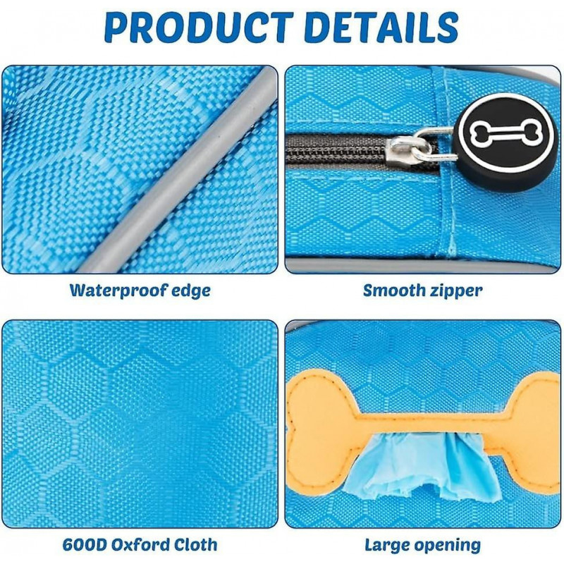 Dog Poop Bag Holder, Dog Waste Bag Dispenser With Zipper For Dog Walking Running, For Dog Leash