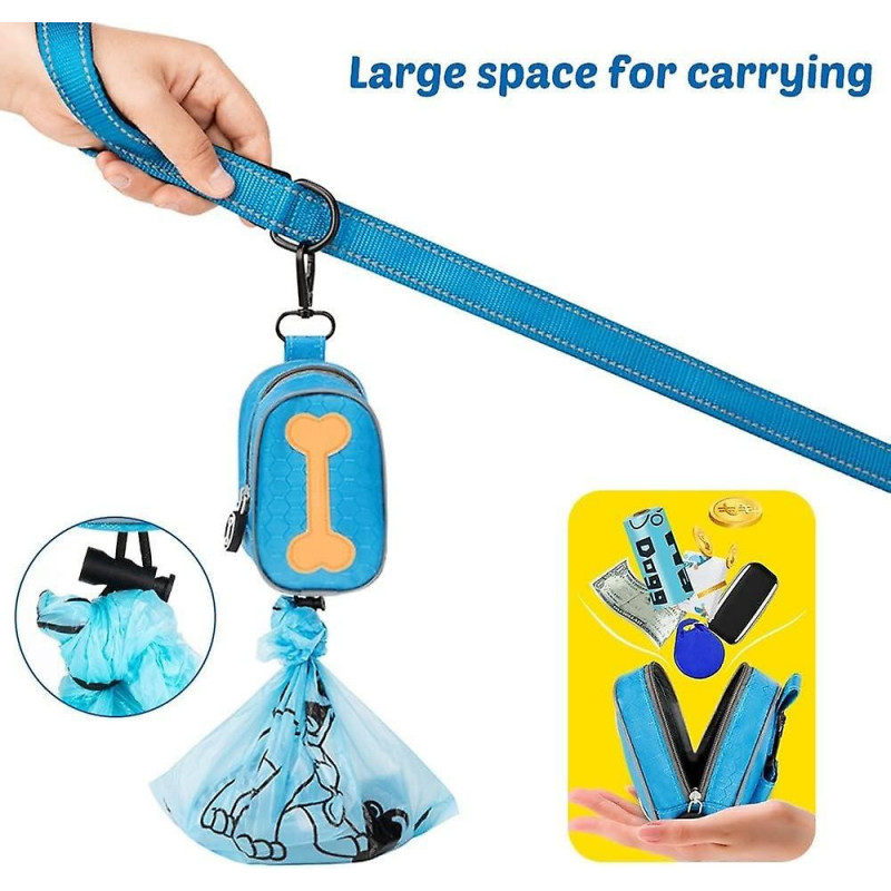 Dog Poop Bag Holder, Dog Waste Bag Dispenser With Zipper For Dog Walking Running, For Dog Leash
