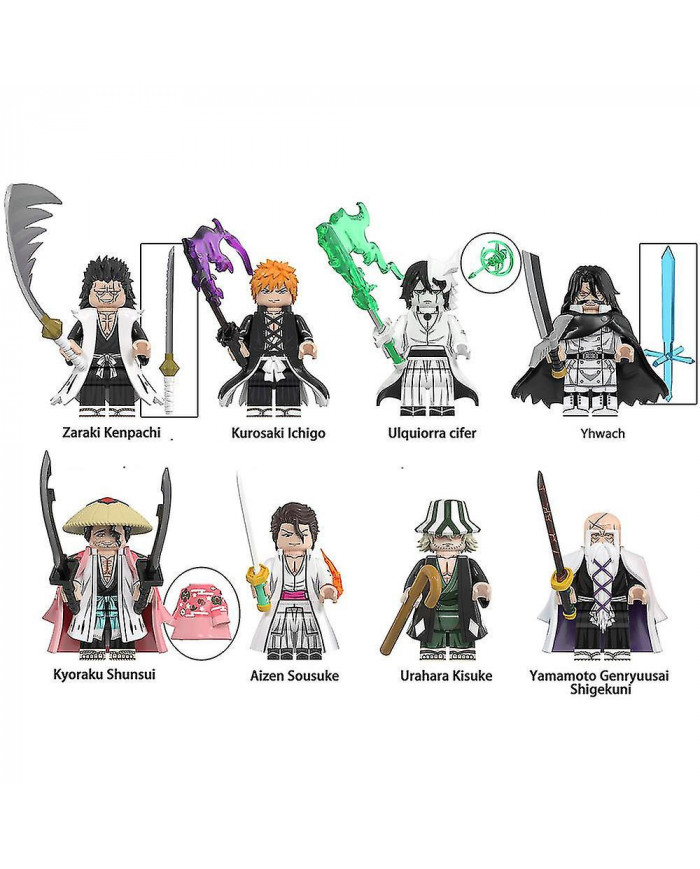 8 pcs/set Bleach Minifigure Modèle Bloc De Construction Figure Jouet Décoration Enfants Cadeau D’anniversaire