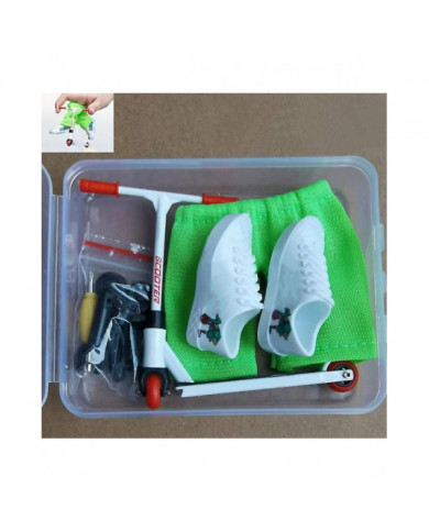 Alloy Finger Scooter Toy - Mini planche à roulettes avec pantalon, chaussures et outils - Finger Toy Skateboards [...]