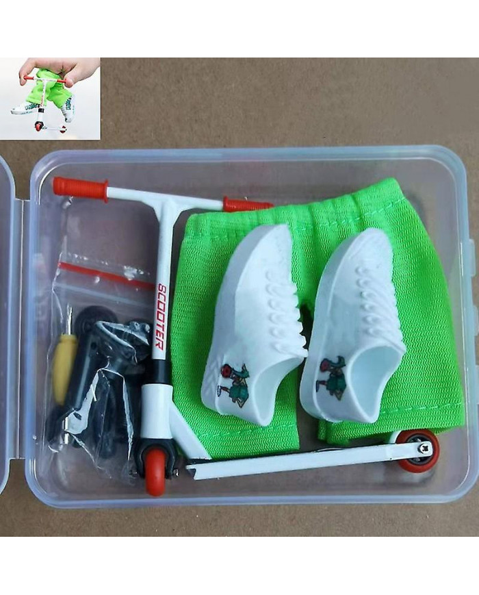 Alloy Finger Scooter Toy - Mini planche à roulettes avec pantalon, chaussures et outils - Finger Toy Skateboards [...]