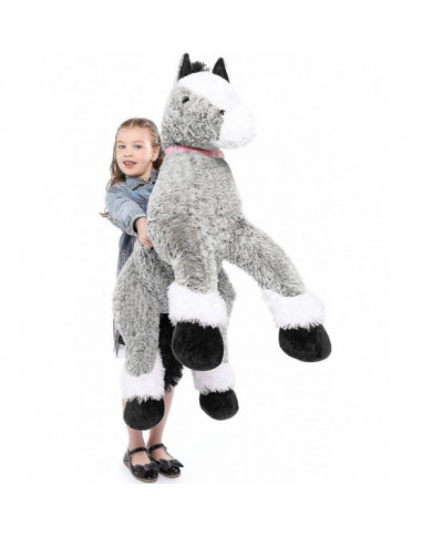 Animal en peluche cheval géant, jouet d’oreiller en peluche de cheval long