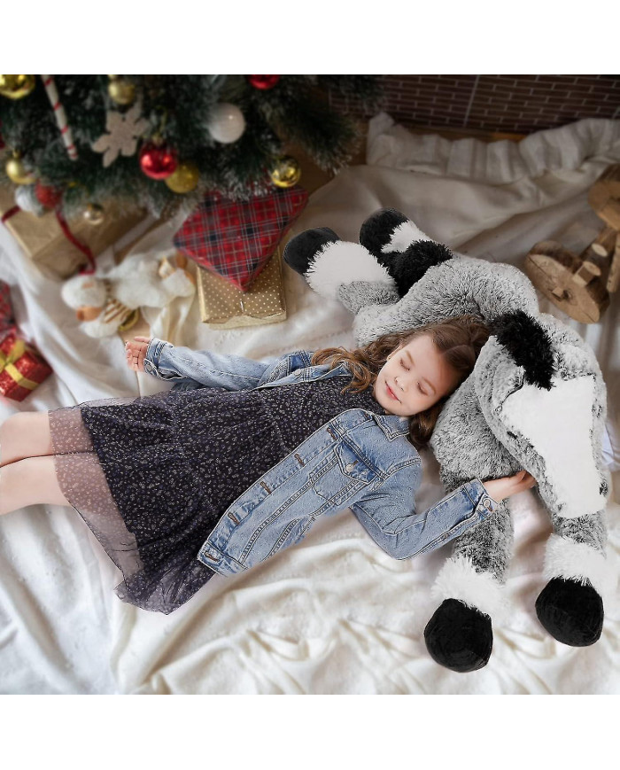 Animal en peluche cheval géant, jouet d’oreiller en peluche de cheval long
