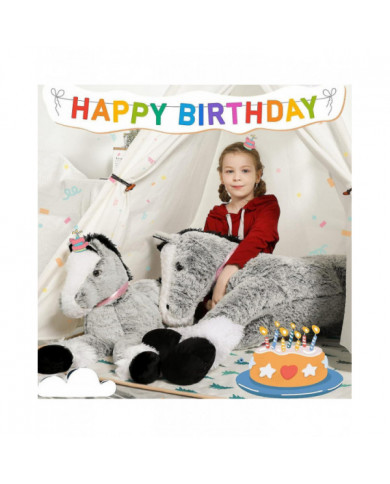 Animal en peluche cheval géant, jouet d’oreiller en peluche de cheval long