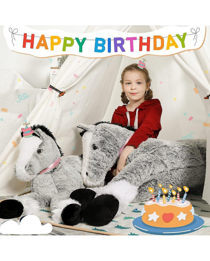 Animal en peluche cheval géant, jouet d’oreiller en peluche de cheval long