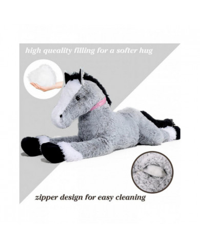 Animal en peluche cheval géant, jouet d’oreiller en peluche de cheval long