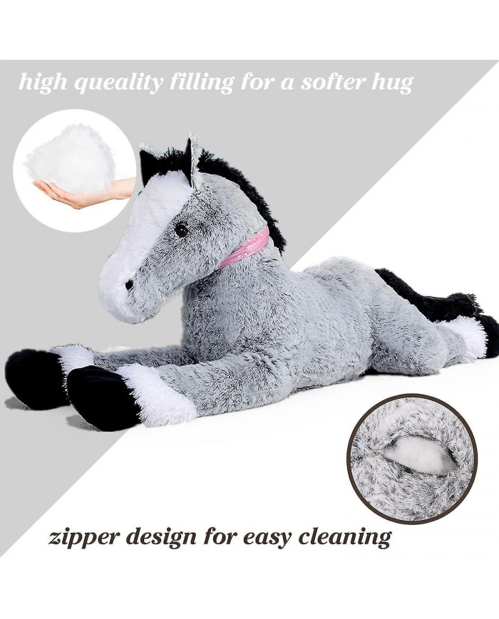 Animal en peluche cheval géant, jouet d’oreiller en peluche de cheval long