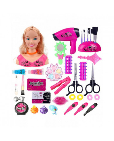 35 Pcs Jouet Enfants Maquillage Faire semblant Playset Styling Tête Poupée Coiffure Beauté Jeu Avec Sèche-Cheveux Cadeau