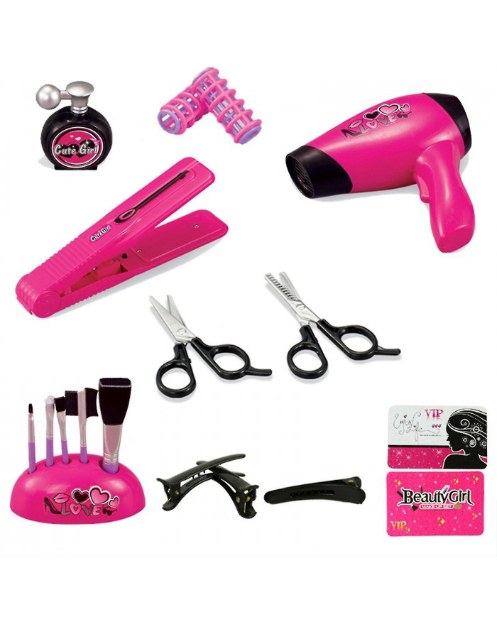 35 Pcs Jouet Enfants Maquillage Faire semblant Playset Styling Tête Poupée Coiffure Beauté Jeu Avec Sèche-Cheveux Cadeau