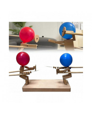 2 Players Balloon Bamboo Man Battle - Marionnettes d’escrime en bois faites à la main pour des batailles [...]