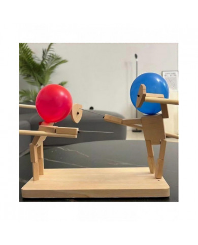 2 Players Balloon Bamboo Man Battle - Marionnettes d’escrime en bois faites à la main pour des batailles [...]