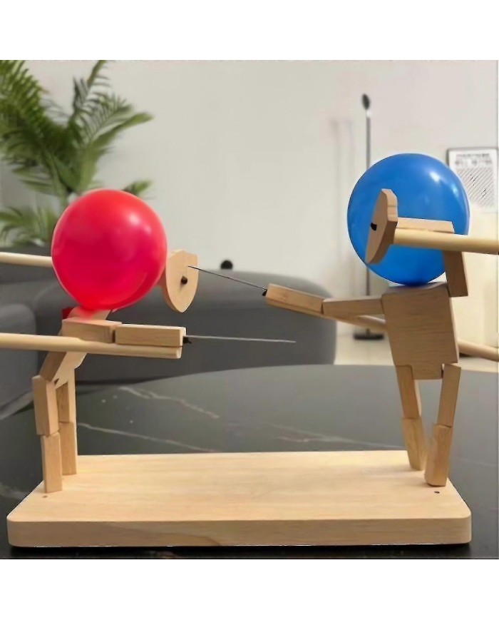2 Players Balloon Bamboo Man Battle - Marionnettes d’escrime en bois faites à la main pour des batailles [...]