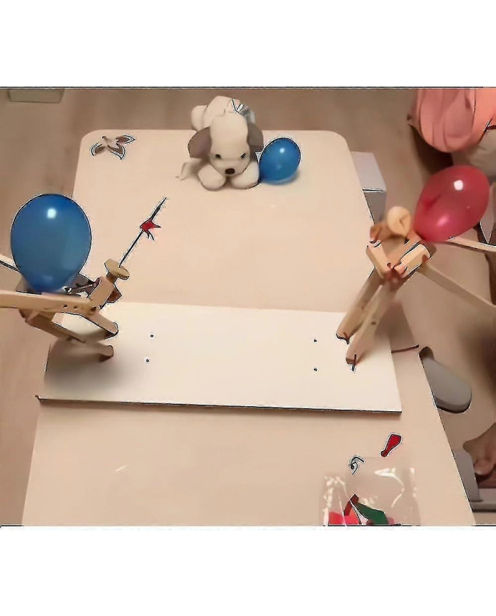 2 Players Balloon Bamboo Man Battle - Marionnettes d’escrime en bois faites à la main pour des batailles [...]