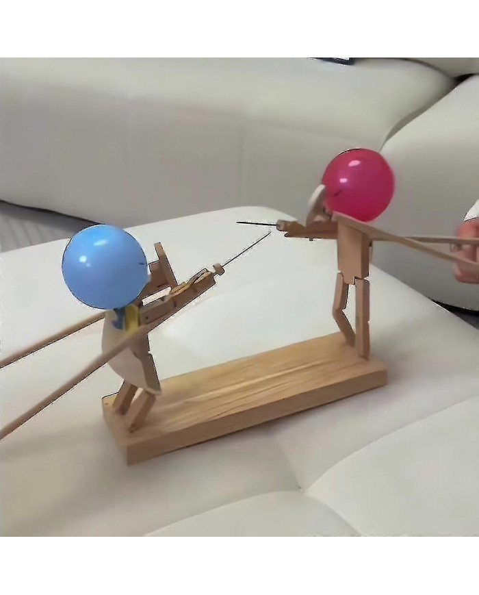 2 Players Balloon Bamboo Man Battle - Marionnettes d’escrime en bois faites à la main pour des batailles [...]
