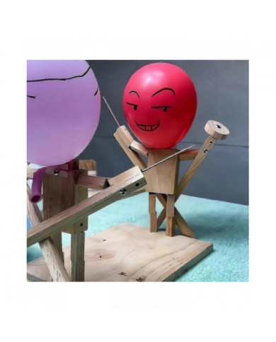 2 Players Balloon Bamboo Man Battle - Marionnettes d’escrime en bois faites à la main pour des batailles [...]