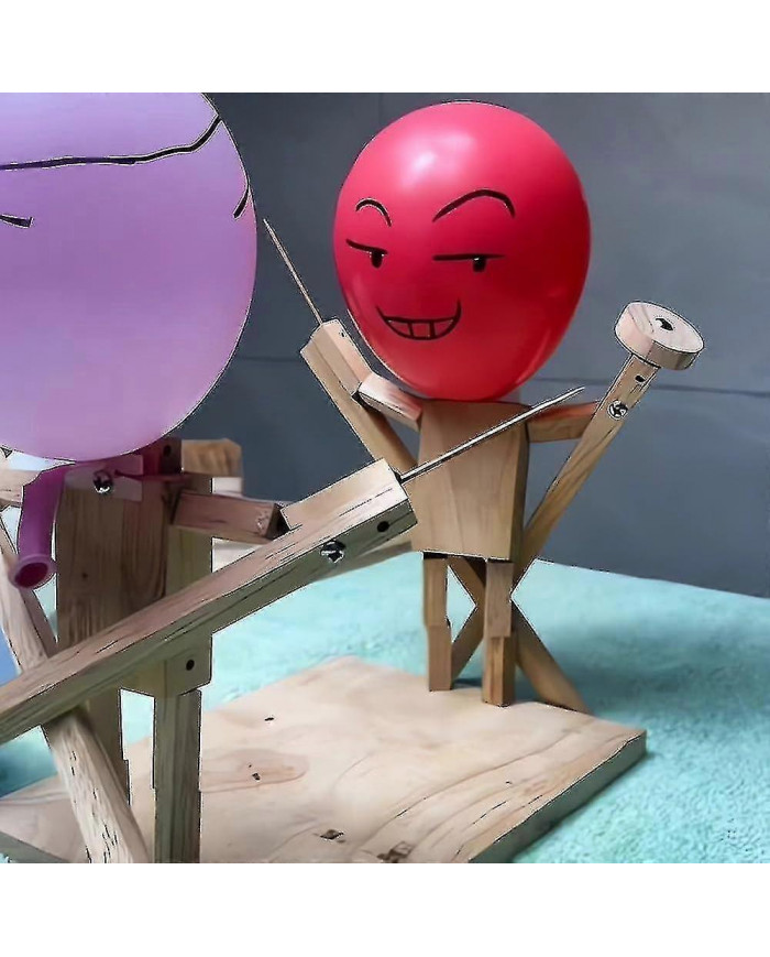 2 Players Balloon Bamboo Man Battle - Marionnettes d’escrime en bois faites à la main pour des batailles [...]