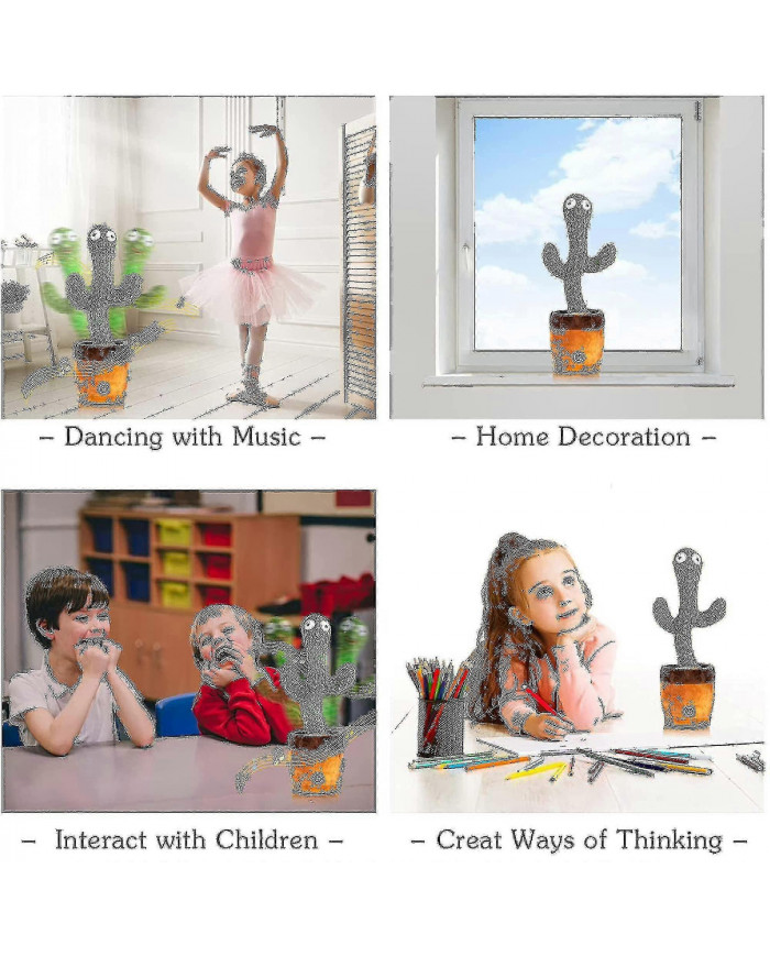 Dancing Cactus répète ce que vous dites, jouet électronique en peluche avec éclairage, jouets d’enregistrement de [...]