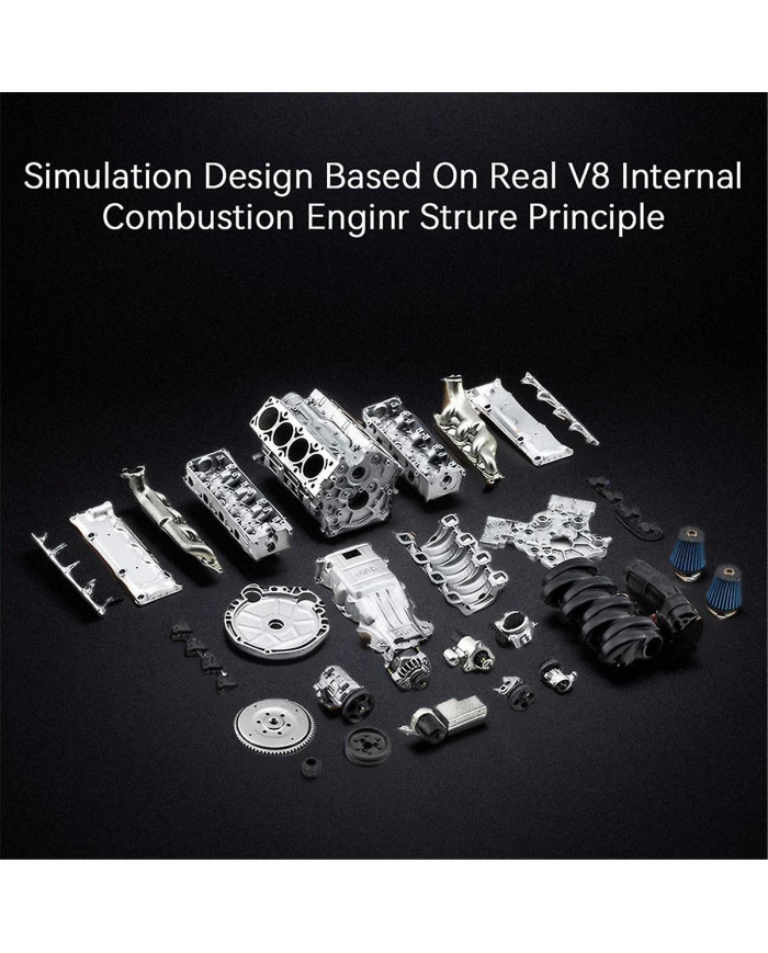Kit d’assemblage de modèle de moteur à combustion interne V8 RC Moteur de simulation complet adapté à la voiture [...]
