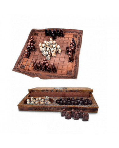 Jeu de société Hnefatafl, jeu d’échecs viking, jeu d’échecs en bois, ensemble de voyage adulte / enfant avec boîte [...]