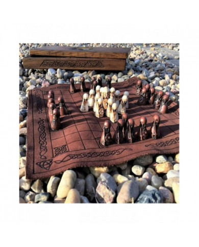 Jeu de société Hnefatafl, jeu d’échecs viking, jeu d’échecs en bois, ensemble de voyage adulte / enfant avec boîte [...]