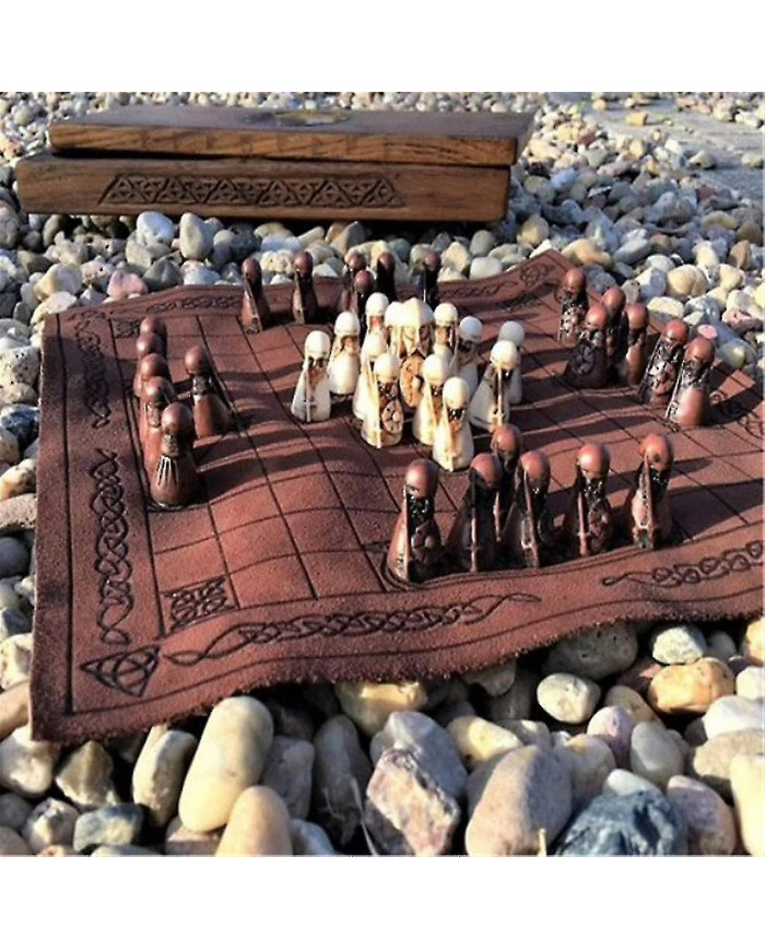 Jeu de société Hnefatafl, jeu d’échecs viking, jeu d’échecs en bois, ensemble de voyage adulte / enfant avec boîte [...]