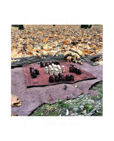 Jeu de société Hnefatafl, jeu d’échecs viking, jeu d’échecs en bois, ensemble de voyage adulte / enfant avec boîte [...]