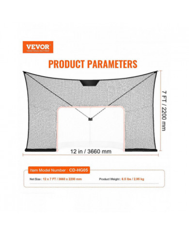 filet de butée de hockey, filet de protection pour les sports de hockey de rue, filet cible de grande taille de 12 [...]