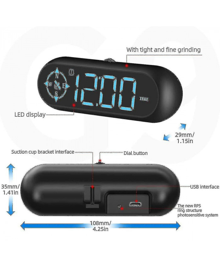Compteur de vitesse GPS de voiture numérique : Hud de voiture avec vitesse, direction de conduite de boussole, [...]