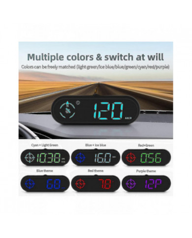 Compteur de vitesse GPS de voiture numérique : Hud de voiture avec vitesse, direction de conduite de boussole, [...]