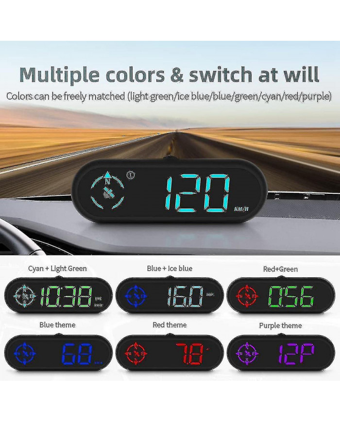 Compteur de vitesse GPS de voiture numérique : Hud de voiture avec vitesse, direction de conduite de boussole, [...]