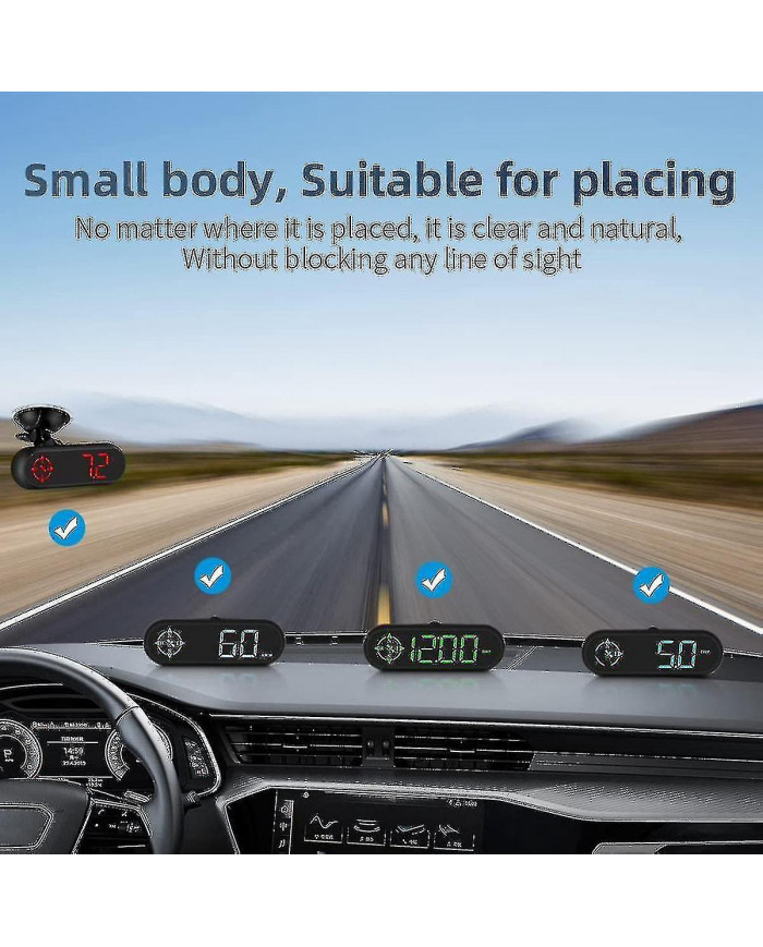 Compteur de vitesse GPS de voiture numérique : Hud de voiture avec vitesse, direction de conduite de boussole, [...]