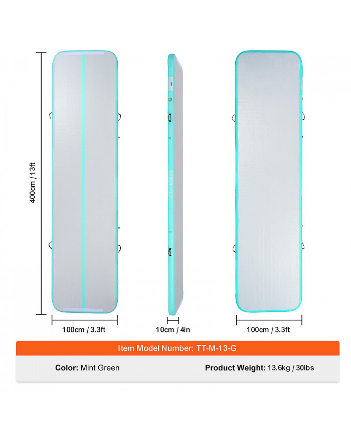 Tapis d’air de gymnastique, tapis gonflable de tumbling de gymnastique de 4 pouces d’épaisseur, piste de culbutage [...]