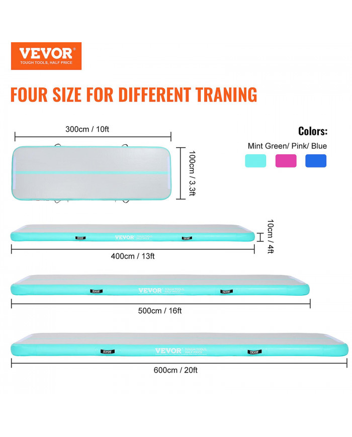 Tapis d’air de gymnastique, tapis gonflable de tumbling de gymnastique de 4 pouces d’épaisseur, piste de culbutage [...]