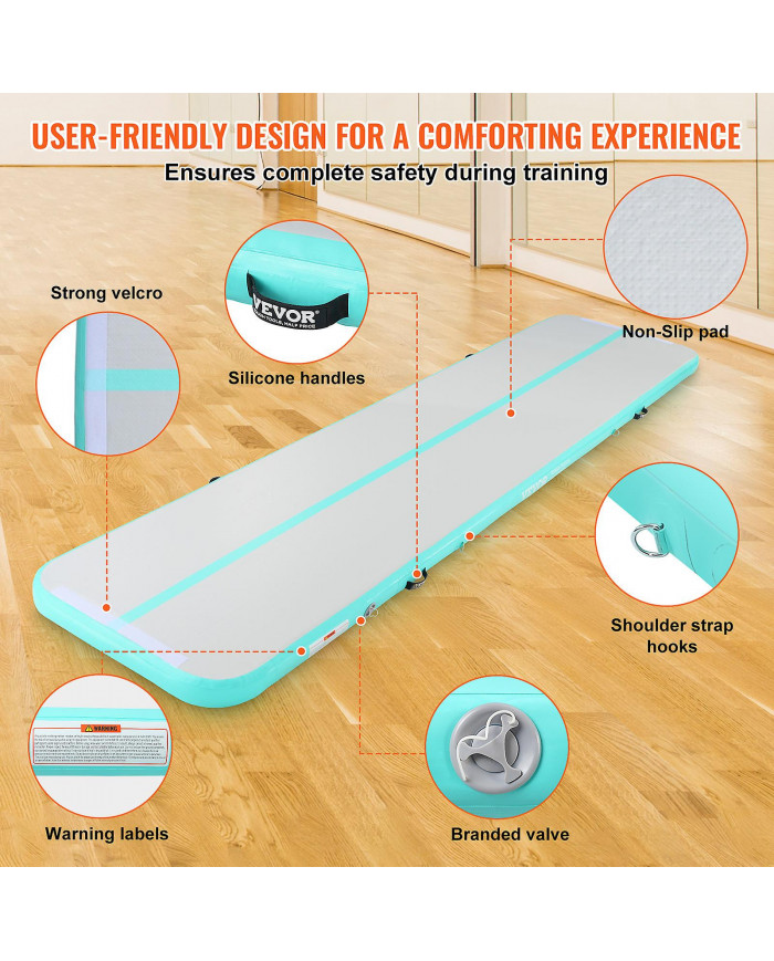 Tapis d’air de gymnastique, tapis gonflable de tumbling de gymnastique de 4 pouces d’épaisseur, piste de culbutage [...]