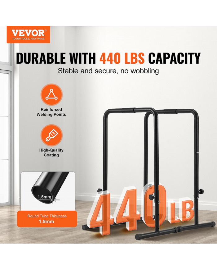 Dip Bars, 440 lbs Capacity, Heave Duty Dip Stand Station with Adjustable Height, Parallel Bars for Strength [...]