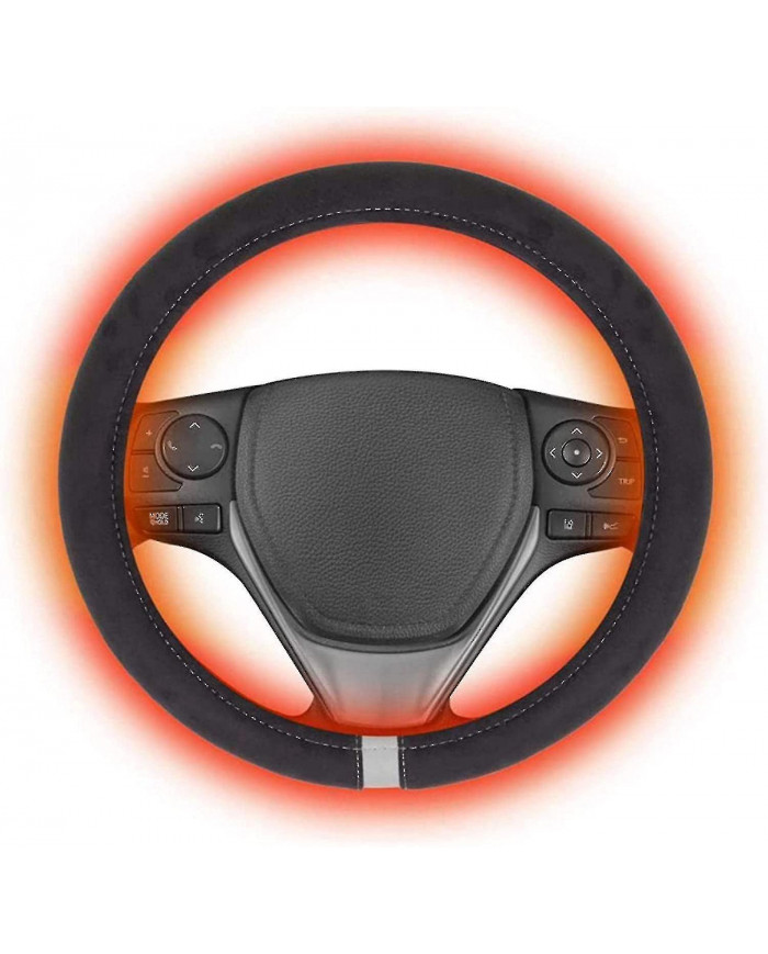 12v Heated Steering Wheel Cover Tangle Free Design Car Heating Hand Warmer 15in Kit