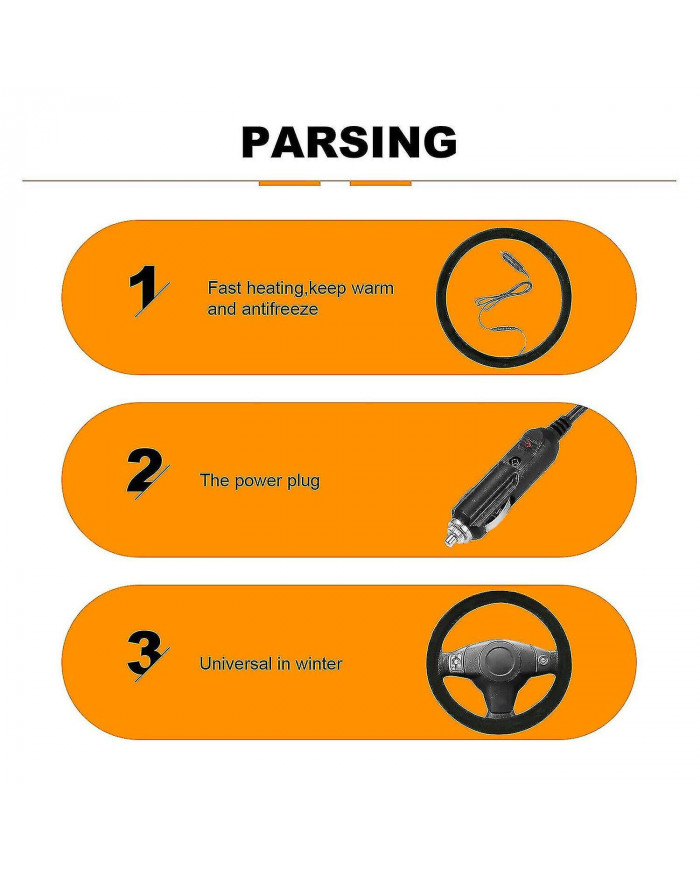 12v Heated Steering Wheel Cover Tangle Free Design Car Heating Hand Warmer 15in Kit