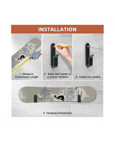 Clips muraux horizontaux pour snowboard, support mural pour snowboard, rangement pour support de snowboard, [...]
