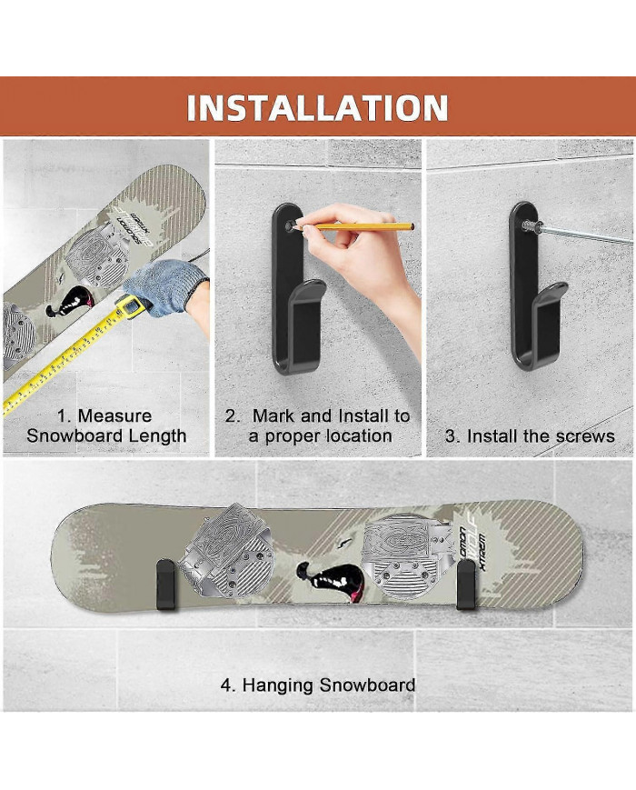 Clips muraux horizontaux pour snowboard, support mural pour snowboard, rangement pour support de snowboard, [...]