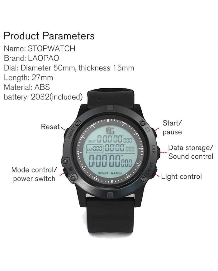 Stopwatch Digital Soccer Stop Watch Timer for Coaches 100 Lap Memory Water Resistant Countdown Stopwatch