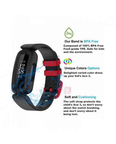 Bandes pour Fitbit Ace 3 Enfants Silicone Imperméable Bracelet Accessoires Sports Montre Bracelet Remplacement [...]