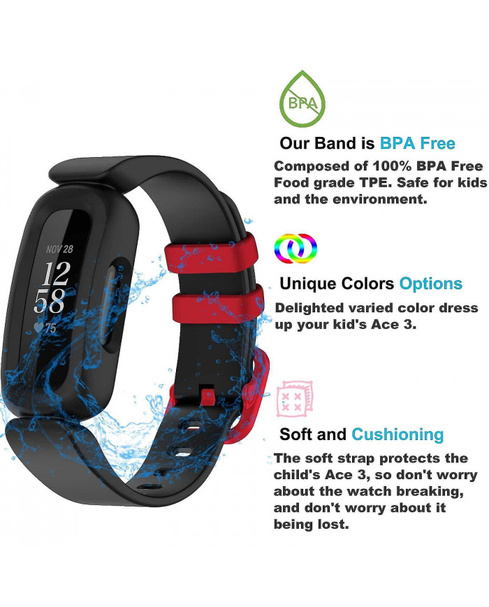 Bandes pour Fitbit Ace 3 Enfants Silicone Imperméable Bracelet Accessoires Sports Montre Bracelet Remplacement [...]